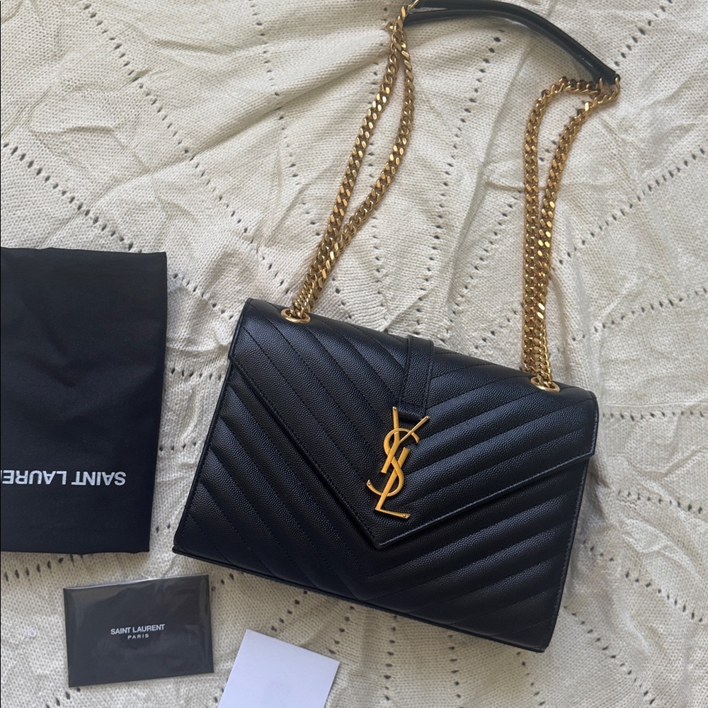 Saint Laurent Envelope Medium Chain Bag in Matelassé